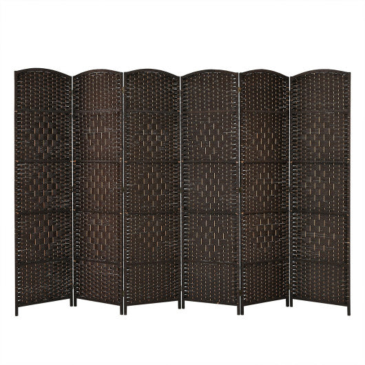 6.5Ft 6-Panel Weave Folding Fiber Room Divider Screen-Brown on Sale