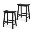 Set of 2 24 Inch Counter Height Stools with Solid Wood Legs-Black Online now