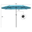 15 Feet Patio Double-Sided Umbrella with Hand-Crank System-Turquoise For Discount