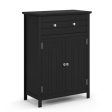 2-Door Freestanding Bathroom Cabinet with Drawer and Adjustable Shelf-Black Online now