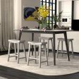 Set of 2 24 Inch Counter Height Stools with Solid Wood Legs-Gray on Sale