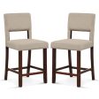 2 Piece Bar Chair Set with Hollowed Back and Rubber Wood Legs-Beige Online