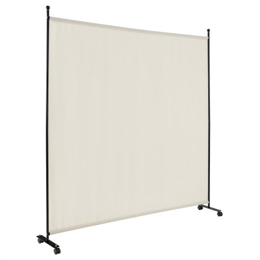 6 Feet Single Panel Rolling Room Divider with Smooth Wheels-White Online Hot Sale