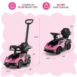 3-in-1 Licensed Lamborghini Ride on Push Car with Handle Guardrail-Pink Sale