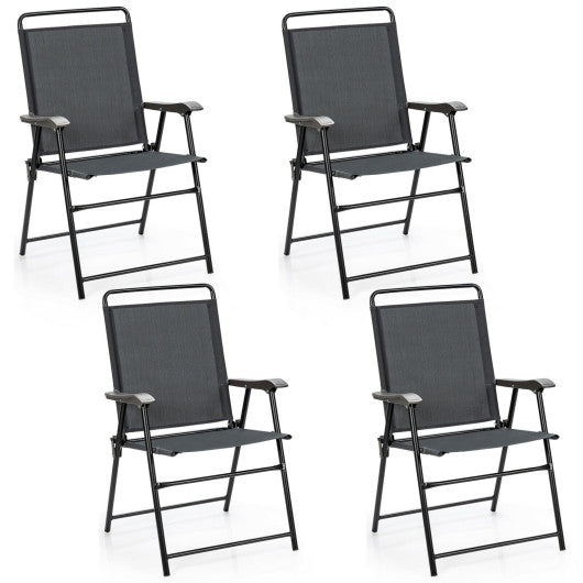 4 Pieces Portable Outdoor Folding Chair with Armrest Sale