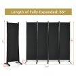 4-Panel  Room Divider with Steel Frame-Black Fashion