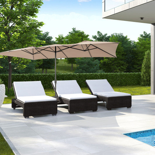 15 Feet Double-Sized Patio Umbrella with Crank Handle and Vented Tops-Brown Discount