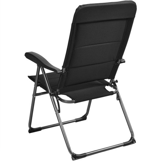 Set of 4 Patio Folding Chairs with Adjustable Backrest-Black Online