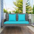 2-Person Patio PE Wicker Hanging Porch Swing Bench Chair Cushion 800 Pounds-Turquoise Supply