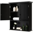 2-Door Wall Mount Bathroom Storage Cabinet with Open Shelf-Black Online