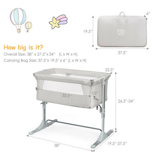 Travel Portable Baby Bed Side Sleeper  Bassinet Crib with Carrying Bag-Beige Supply