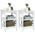 2 Pieces 3-tier Nightstand Sofa Side End Accent Table Storage Display Shelf-White Hot on Sale