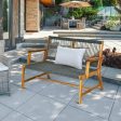 2-Person Acacia Wood Yard Bench for Balcony and Patio-Gray Online Sale