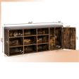 9-cube Adjustable Storage Shoe Bench with Padded Cushion-Rustic Brown For Discount