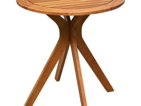 27 InchOutdoor Round Solid Wood Coffee Side Bistro Table For Sale