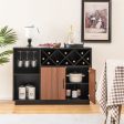 Industrial Sideboard Cabinet with Removable Wine Rack and Glass Holder Discount