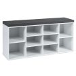 10-Cube Organizer Shoe Storage Bench with Cushion for Entryway-White Discount