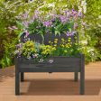 2 Tier Wooden Raised Garden Bed with Legs Drain Holes-Gray Discount