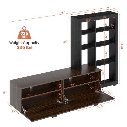 2-In-1 TV Stand with 4-tier Bookshelf for TVs up to 50 Inch Hot on Sale