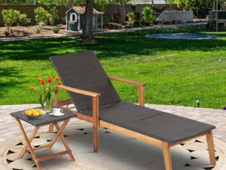 2 Pieces Patio Chaise Lounge and Table Set with 4-Level Adjustable Backrest Online Hot Sale