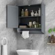 Wall Mounted Bathroom Storage Medicine Cabinet with Towel Bar-Gray Hot on Sale