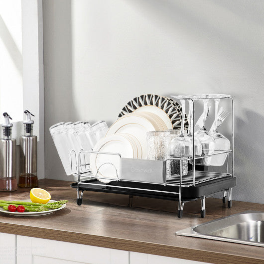 Stainless Steel Expandable Dish Rack with Drainboard and Swivel Spout Online Hot Sale