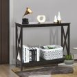 2-Tier Console X-Design Sofa Side Accent Table-Espresso Fashion