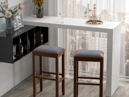 2 Pieces 31 Inch Upholstered Bar Stool Set with Solid Rubber Wood Frame and Footres-Brown Online now