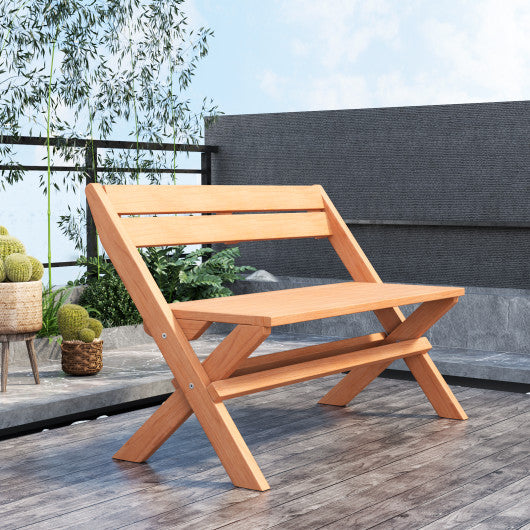 2-Person Teak Wood Folding Outdoor Benches with Slatted Seat Online Sale