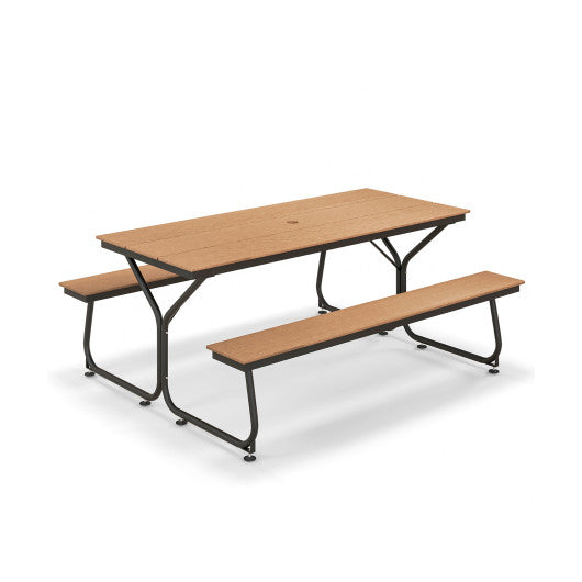 6 Feet Outdoor Picnic Table Bench Set for 6-8 People-Brown Online Sale