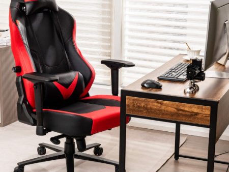 360° Swivel Computer Chair with Casters for Office Bedroom-Red For Discount