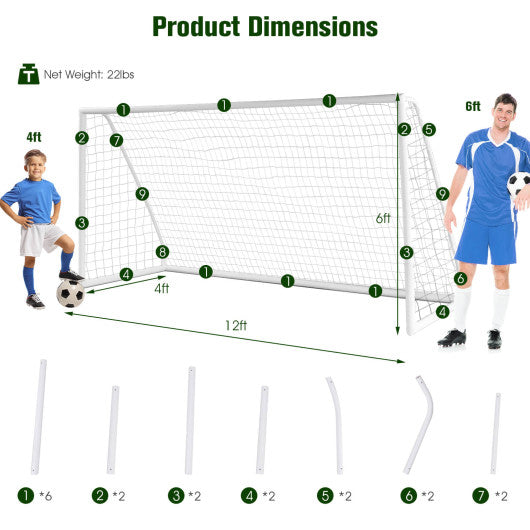 12 x 6 Feet Soccer Goal with Strong PVC Frame and High-Strength Netting Online now