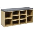 10-Cube Organizer Shoe Storage Bench with Cushion for Entryway-Beige For Discount