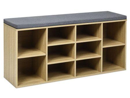 10-Cube Organizer Shoe Storage Bench with Cushion for Entryway-Beige For Discount