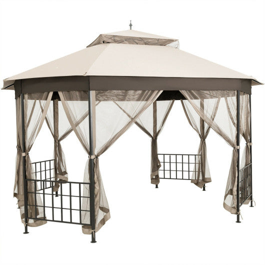 10’x 12’ Octagonal Patio Gazebo-Beige Online now