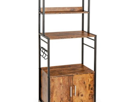 4-Tier Industrial Kitchen Bakers Rack Microwave Oven Stand-Brown Discount