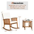 2 Pieces Acacia Wood Patio Rocking Chair Table Set Fashion