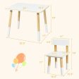 Kids Wooden Table and 2 Chairs Set-White Supply