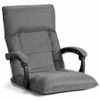 14-Position Adjusting Lazy Sofa Chair with Waist Pillow and Armrests-Gray Supply