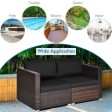 2PCS Patio Rattan Sectional Conversation Sofa Set-Black Fashion