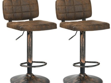 Set of 2 Vintage Bar Stools with Adjustable Height and Footrest For Discount