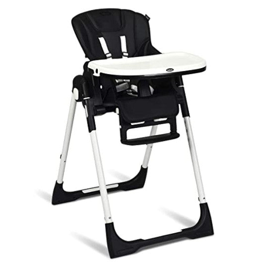 Foldable High chair with Multiple Adjustable Backrest-Black Fashion