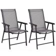 Set of 2 Outdoor Patio Folding Chairs-Gray Fashion