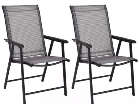 Set of 2 Outdoor Patio Folding Chairs-Gray Fashion