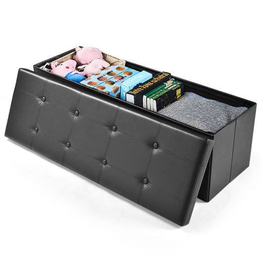 45 Inches Large Folding Ottoman Storage Seat-Black Online now