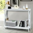 2-Tier Console X-Design Sofa Side Accent Table-White Discount