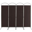 6.2Ft Folding 4-Panel Room Divider for Home Office Living Room -Brown Fashion