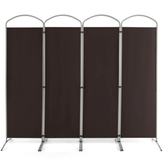 6.2Ft Folding 4-Panel Room Divider for Home Office Living Room -Brown Fashion