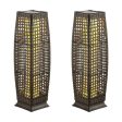 2 Pieces Solar-Powered Square Wicker Floor Lamps with Auto LED Light-Brown Supply