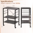 3-Tier Kitchen Baker s Rack Microwave Oven Storage Cart with Hooks-Charcoal Brown For Cheap